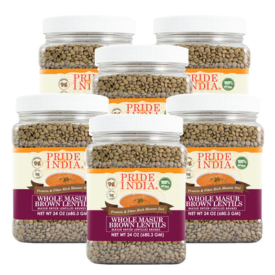 Indian Whole Brown Crimson Lentils - Protein & Fiber Rich Masoor Whole Jar - Pride Of India