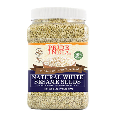 White Sesame Seeds Raw Unhulled - Calcium & Iron Superfood Jar - Pride Of India