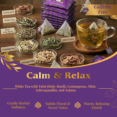 Pride of India Calm & Relax Bedtime Tea - 150 Individually Wrapped Full Leaf Pyramid Tea Bags | Herbal White Tea Bulk Pack for Food Service, Cafes, Hotels, Offices & Daily Tea Drinkers