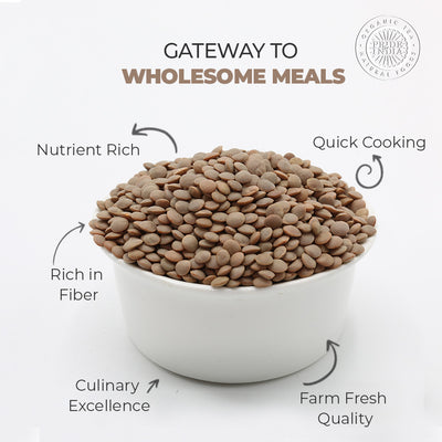 Indian Whole Brown Crimson Lentils - Protein & Fiber Rich Masoor Whole Jar - Pride Of India