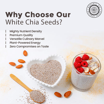 Whole White Chia Seeds - Omega-3 & Calcium Superfood Jar - Pride Of India