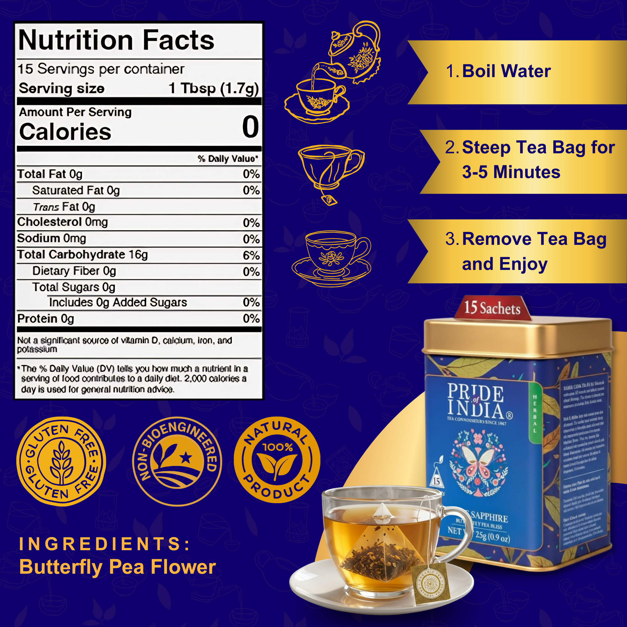 Blue Sapphire - Butterfly Pea Bliss Tea Bags