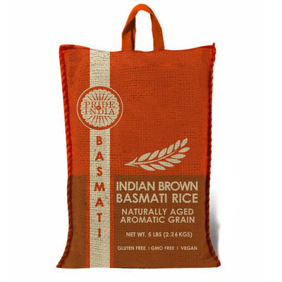 Extra Long Indian Brown Basmati Rice - Naturally Aged Healthy Grain Jar - Pride Of India