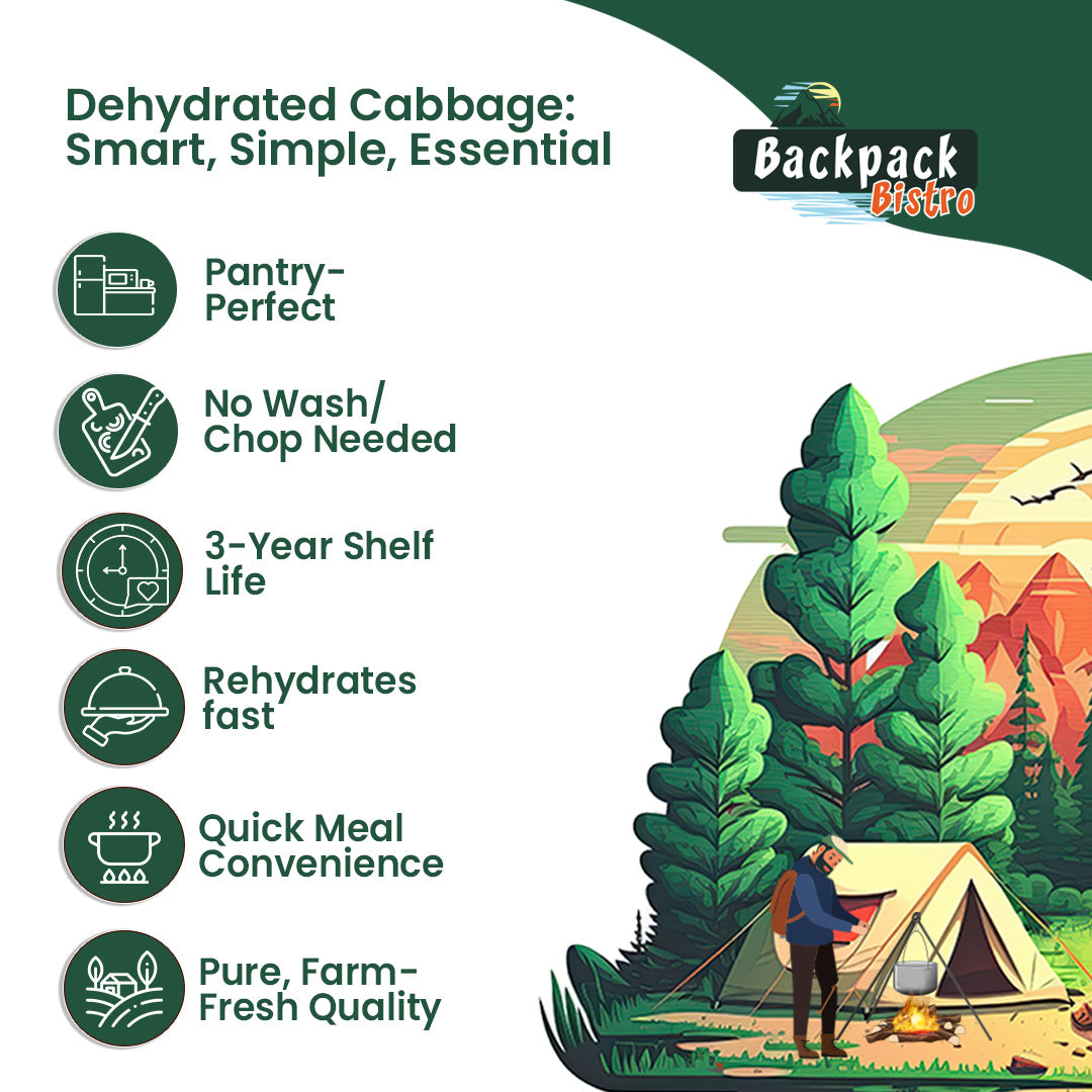 Backpack Bistro Dehydrated Finely Chopped Cabbage 8.8 oz (250 g) - Pride Of India
