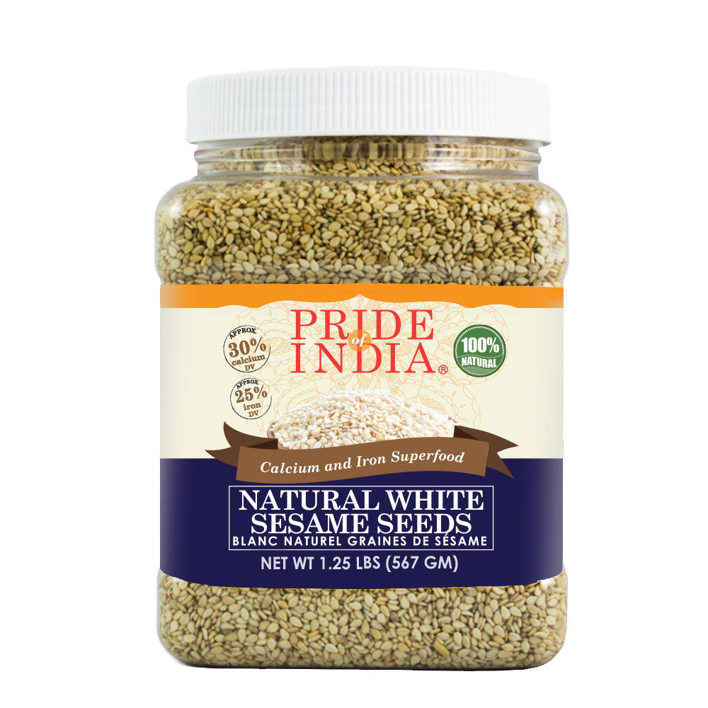 White Sesame Seeds Raw Unhulled - Calcium & Iron Superfood Jar - Pride Of India