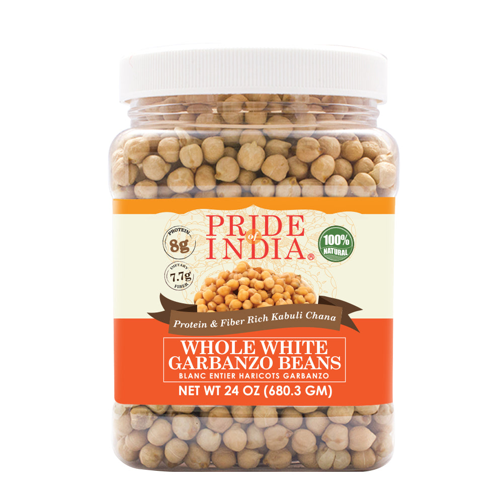 Indian Whole White Garbanzo Beans 10mm - Protein & Fiber Rich Kabuli Chana Jar - Pride Of India