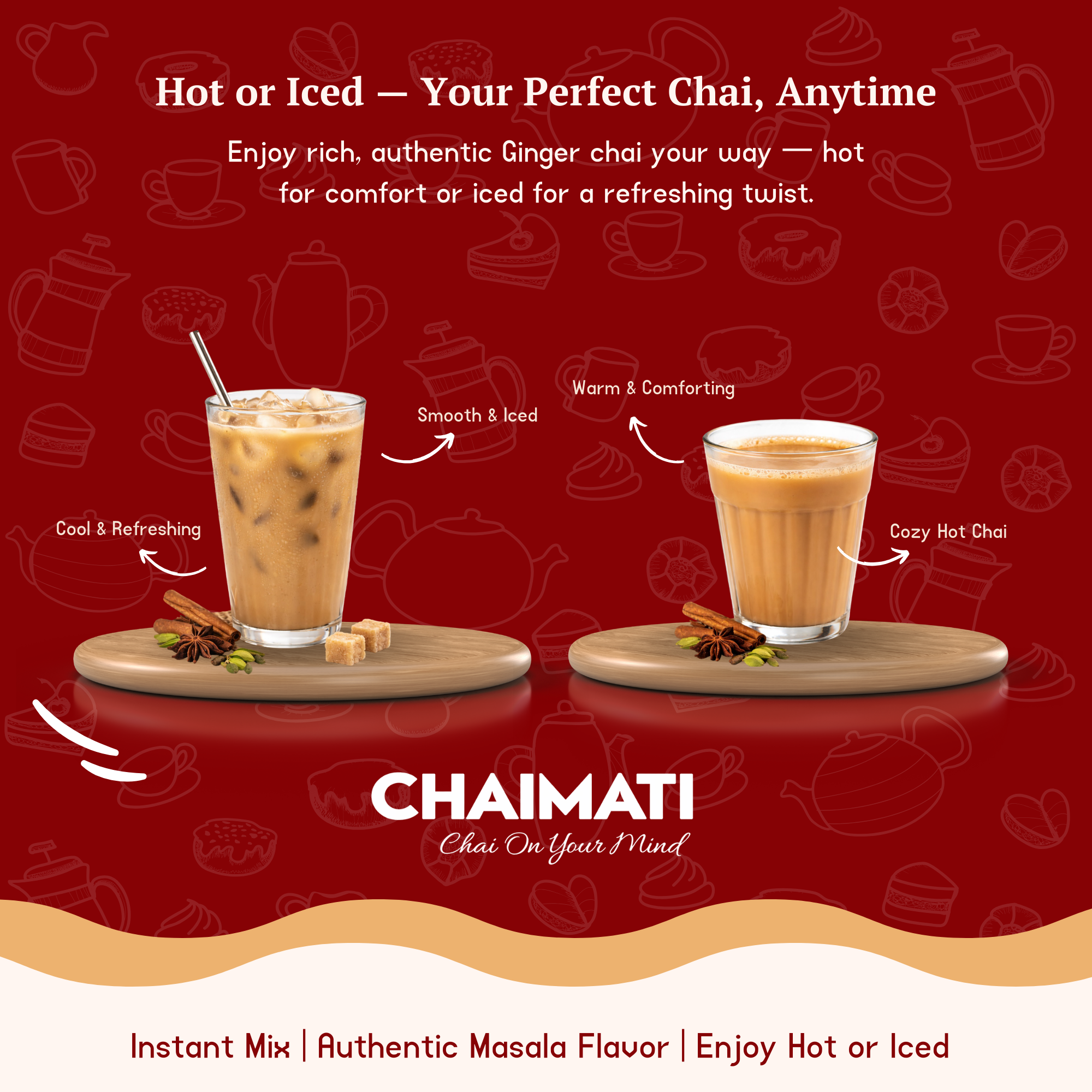 CHAIMATI Unsweetened Instant Ginger Chai Latte Premix - 2 lb