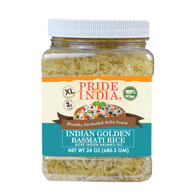 Extra Long Indian Golden Basmati Rice - Healthy Parboiled Sella Grain Jar - Pride Of India