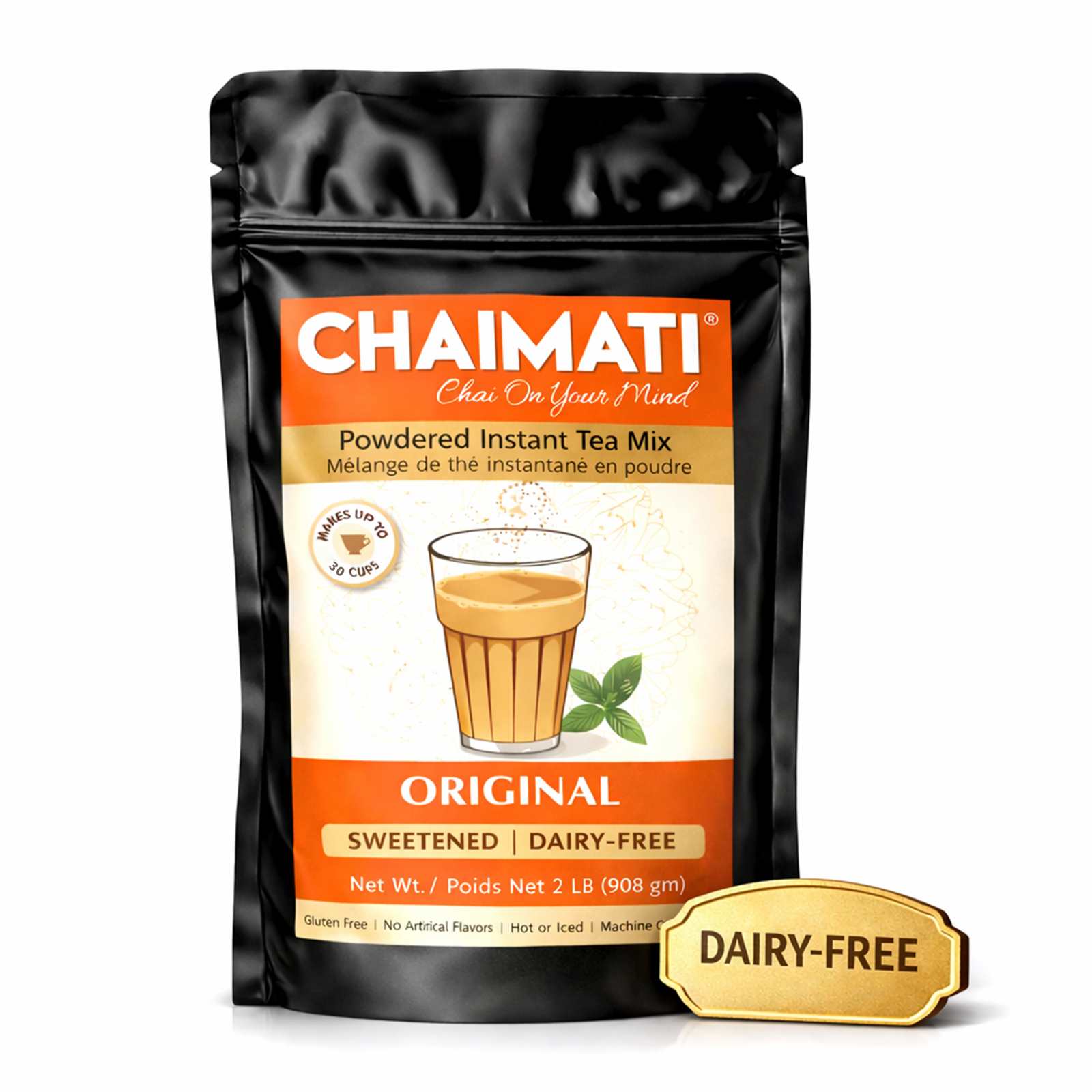 CHAIMATI Sweetened Dairy-Free Instant Original Chai Latte Premix - 2 lb