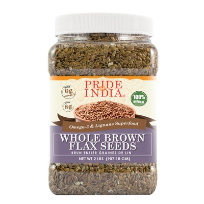 Whole Brown Flax Seeds - Omega-3 & Lignan Superfood Jar - Pride Of India