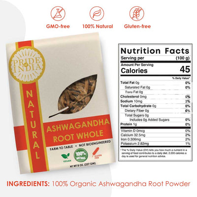 Natural Ashwagandha Root Whole (8oz-227gm) - Pride Of India