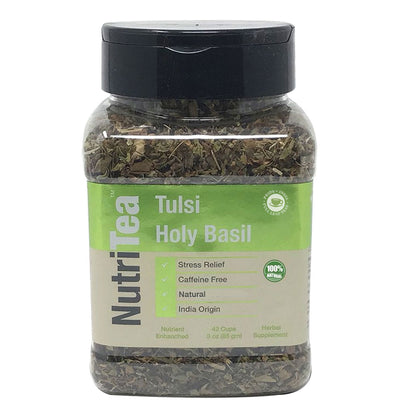 NUTRITEA Natural Tulsi Holy Basil Herbal Full Leaf Tea (Caffeine Free) - Pride Of India